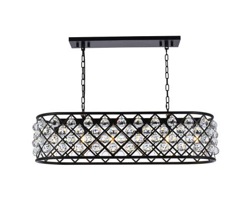 Elegant Crystal Grid Rectangular 7 Light Chandelier - Matte Black, L 40" (1216G40MB-RC)