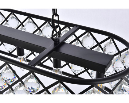 Elegant Crystal Grid Rectangular 7 Light Chandelier - Matte Black, L 40" (1216G40MB-RC)