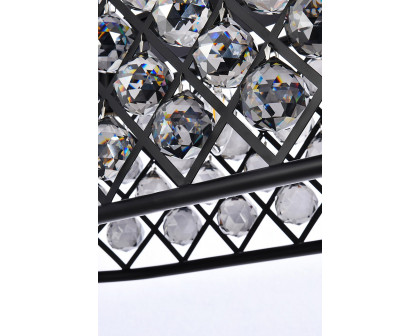 Elegant Crystal Grid Rectangular 7 Light Chandelier - Matte Black/Silver, L 40" (1216G40MB-SS-RC)