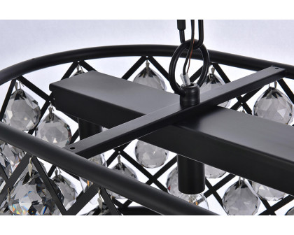 Elegant Crystal Grid Rectangular 7 Light Chandelier - Matte Black/Silver, L 40" (1216G40MB-SS-RC)