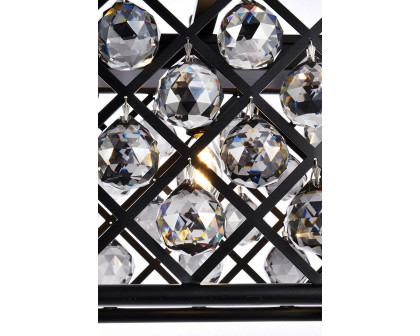 Elegant Crystal Grid Rectangular 7 Light Chandelier - Matte Black/Silver, L 40" (1216G40MB-SS-RC)