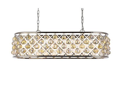 Elegant Crystal Grid Rectangular 7 Light Chandelier - Polished Nickel/Gold, L 40" (1216G40PN-GT-RC)