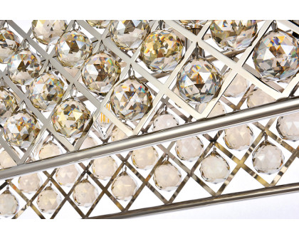 Elegant Crystal Grid Rectangular 7 Light Chandelier - Polished Nickel/Gold, L 40" (1216G40PN-GT-RC)