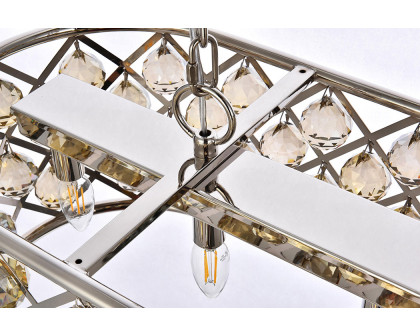 Elegant Crystal Grid Rectangular 7 Light Chandelier - Polished Nickel/Gold, L 40" (1216G40PN-GT-RC)