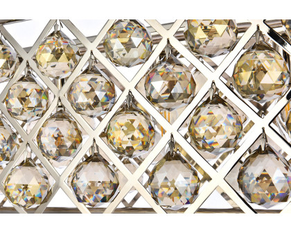 Elegant Crystal Grid Rectangular 7 Light Chandelier - Polished Nickel/Gold, L 40" (1216G40PN-GT-RC)