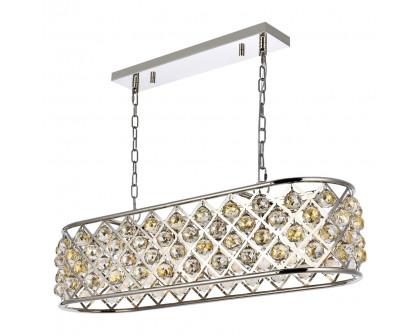 Elegant Crystal Grid Rectangular 7 Light Chandelier - Polished Nickel/Gold, L 40" (1216G40PN-GT-RC)