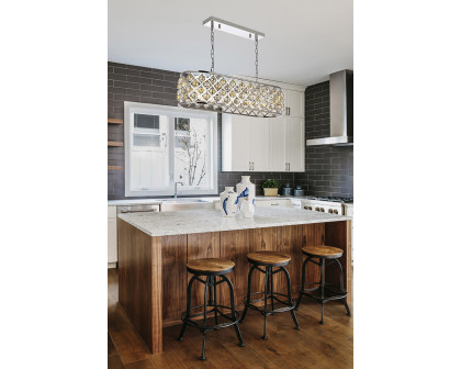 Elegant Crystal Grid Rectangular 7 Light Chandelier - Polished Nickel/Gold, L 40" (1216G40PN-GT-RC)