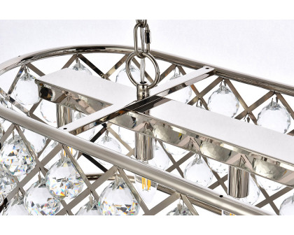 Elegant Crystal Grid Rectangular 7 Light Chandelier - Polished Nickel, L 40" (1216G40PN-RC)