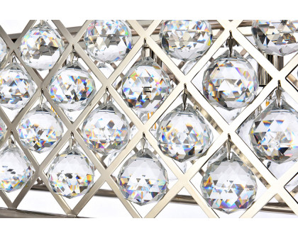 Elegant Crystal Grid Rectangular 7 Light Chandelier - Polished Nickel, L 40" (1216G40PN-RC)