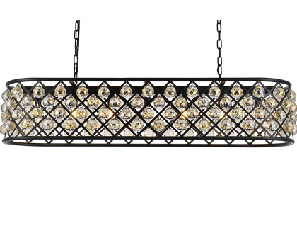 Elegant Crystal Grid Rectangular 7 Light Chandelier - Matte Black/Gold, L 50" (1216G50MB-GT-RC)