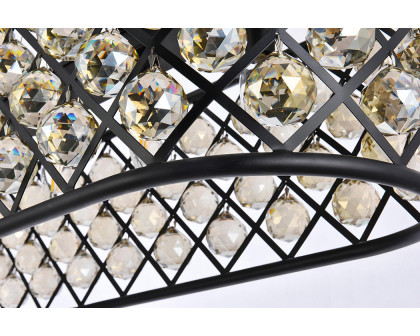 Elegant Crystal Grid Rectangular 7 Light Chandelier - Matte Black/Gold, L 50" (1216G50MB-GT-RC)