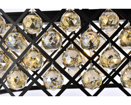 Elegant Crystal Grid Rectangular 7 Light Chandelier - Matte Black/Gold, L 50" (1216G50MB-GT-RC)