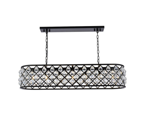 Elegant Crystal Grid Rectangular 7 Light Chandelier - Matte Black, L 50" (1216G50MB-RC)