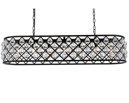 Elegant Crystal Grid Rectangular 7 Light Chandelier - Matte Black, L 50" (1216G50MB-RC)