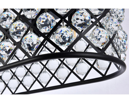 Elegant Crystal Grid Rectangular 7 Light Chandelier - Matte Black, L 50" (1216G50MB-RC)