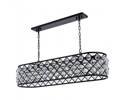 Elegant Crystal Grid Rectangular 7 Light Chandelier - Matte Black, L 50" (1216G50MB-RC)