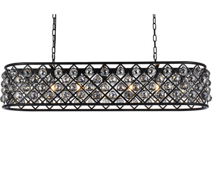 Elegant Crystal Grid Rectangular 7 Light Chandelier - Matte Black/Silver, L 50" (1216G50MB-SS-RC)