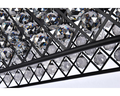 Elegant Crystal Grid Rectangular 7 Light Chandelier - Matte Black/Silver, L 50" (1216G50MB-SS-RC)