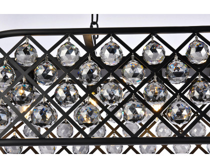 Elegant Crystal Grid Rectangular 7 Light Chandelier - Matte Black/Silver, L 50" (1216G50MB-SS-RC)