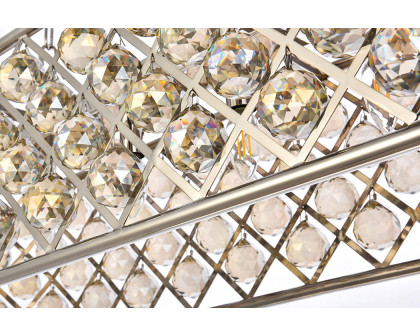 Elegant Crystal Grid Rectangular 7 Light Chandelier - Polished Nickel/Gold, L 50" (1216G50PN-GT-RC)