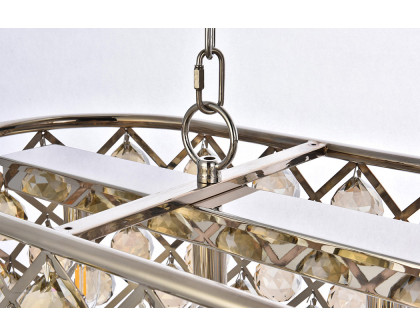 Elegant Crystal Grid Rectangular 7 Light Chandelier - Polished Nickel/Gold, L 50" (1216G50PN-GT-RC)