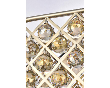 Elegant Crystal Grid Rectangular 7 Light Chandelier - Polished Nickel/Gold, L 50" (1216G50PN-GT-RC)