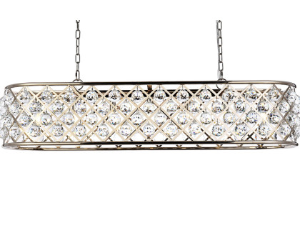 Elegant - Crystal Grid Rectangular 7 Light Chandelier (PNT-1216G)