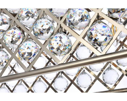 Elegant Crystal Grid Rectangular 7 Light Chandelier - Polished Nickel, L 50" (1216G50PN-RC)