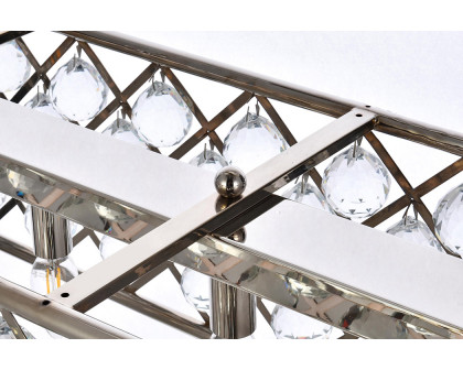 Elegant Crystal Grid Rectangular 7 Light Chandelier - Polished Nickel, L 50" (1216G50PN-RC)