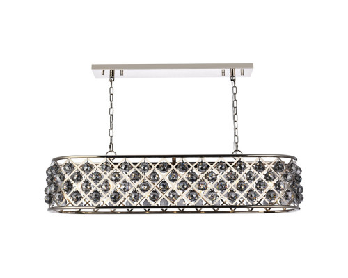 Elegant Crystal Grid Rectangular 7 Light Chandelier - Polished Nickel/Silver, L 50" (1216G50PN-SS-RC)