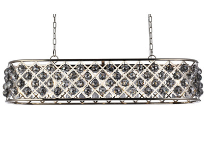 Elegant Crystal Grid Rectangular 7 Light Chandelier - Polished Nickel/Silver, L 50" (1216G50PN-SS-RC)