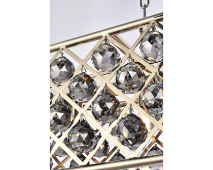 Elegant Crystal Grid Rectangular 7 Light Chandelier - Polished Nickel/Silver, L 50" (1216G50PN-SS-RC)