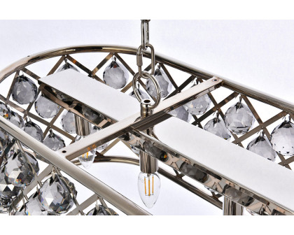 Elegant Crystal Grid Rectangular 7 Light Chandelier - Polished Nickel/Silver, L 50" (1216G50PN-SS-RC)