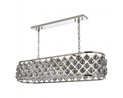 Elegant Crystal Grid Rectangular 7 Light Chandelier - Polished Nickel/Silver, L 50" (1216G50PN-SS-RC)