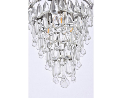 Elegant Teardrop Glass Chandelier 3 Light - Antique Silver, L 13" (1219D13AS-RC)