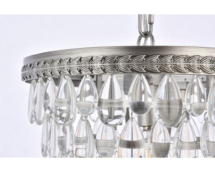 Elegant Teardrop Glass Chandelier 3 Light - Antique Silver, L 13" (1219D13AS-RC)