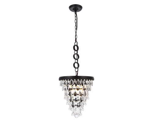 Elegant Teardrop Glass Chandelier 3 Light - Black, L 13" (1219D13BK-RC)