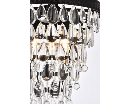 Elegant Teardrop Glass Chandelier 3 Light - Black, L 13" (1219D13BK-RC)