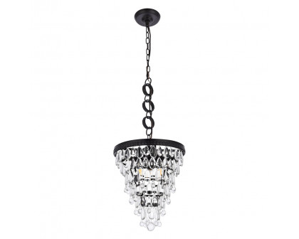 Elegant Teardrop Glass Chandelier 3 Light - Black, L 13" (1219D13BK-RC)