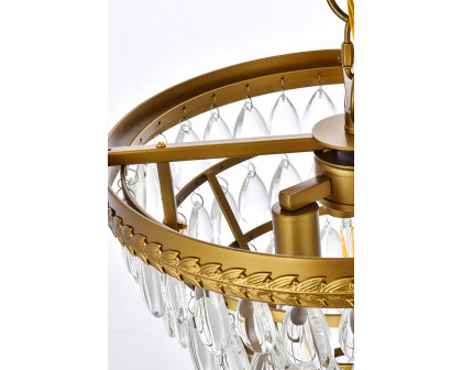 Elegant Teardrop Glass Chandelier 3 Light - Brass, L 13" (1219D13BR-RC)