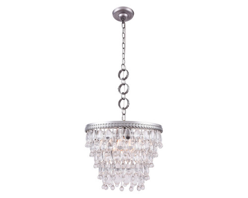 Elegant Teardrop Glass Chandelier 3 Light - Antique Silver, L 16" (1219D16AS-RC)