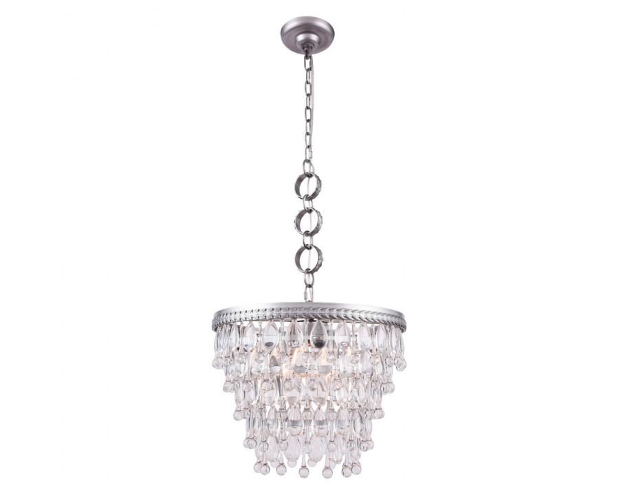 Elegant Teardrop Glass Chandelier 3 Light - Antique Silver, L 16" (1219D16AS-RC)