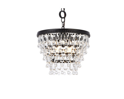 Elegant Teardrop Glass Chandelier 3 Light - Black, L 16" (1219D16BK-RC)