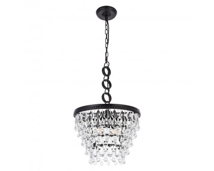 Elegant Teardrop Glass Chandelier 3 Light - Black, L 16" (1219D16BK-RC)