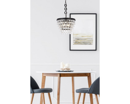 Elegant Teardrop Glass Chandelier 3 Light - Black, L 16" (1219D16BK-RC)