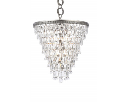 Elegant Teardrop Glass Chandelier 3 Light - Antique Silver, L 18" (1219D18AS-RC)