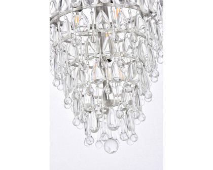 Elegant Teardrop Glass Chandelier 3 Light - Antique Silver, L 18" (1219D18AS-RC)