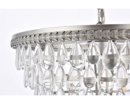 Elegant Teardrop Glass Chandelier 3 Light - Antique Silver, L 18" (1219D18AS-RC)