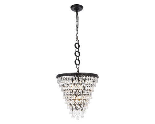 Elegant Teardrop Glass Chandelier 3 Light - Black, L 18" (1219D18BK-RC)