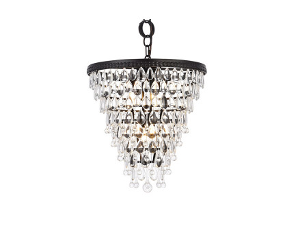 Elegant Teardrop Glass Chandelier 3 Light - Black, L 18" (1219D18BK-RC)